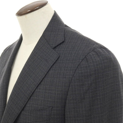 【新品】カナーリ CANALI ウール チェック 3B 3つボタンスーツ グレーxダークブラウン【サイズ52】【 状態ランクN 】【 メンズ 】