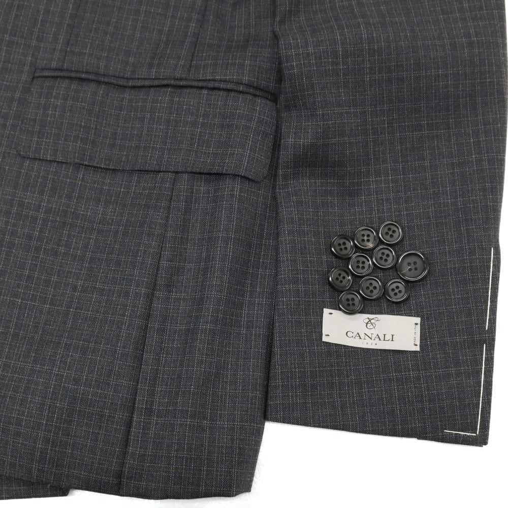 【新品】カナーリ CANALI ウール チェック 3B 3つボタンスーツ グレーxダークブラウン【サイズ52】【 状態ランクN 】【 メンズ 】