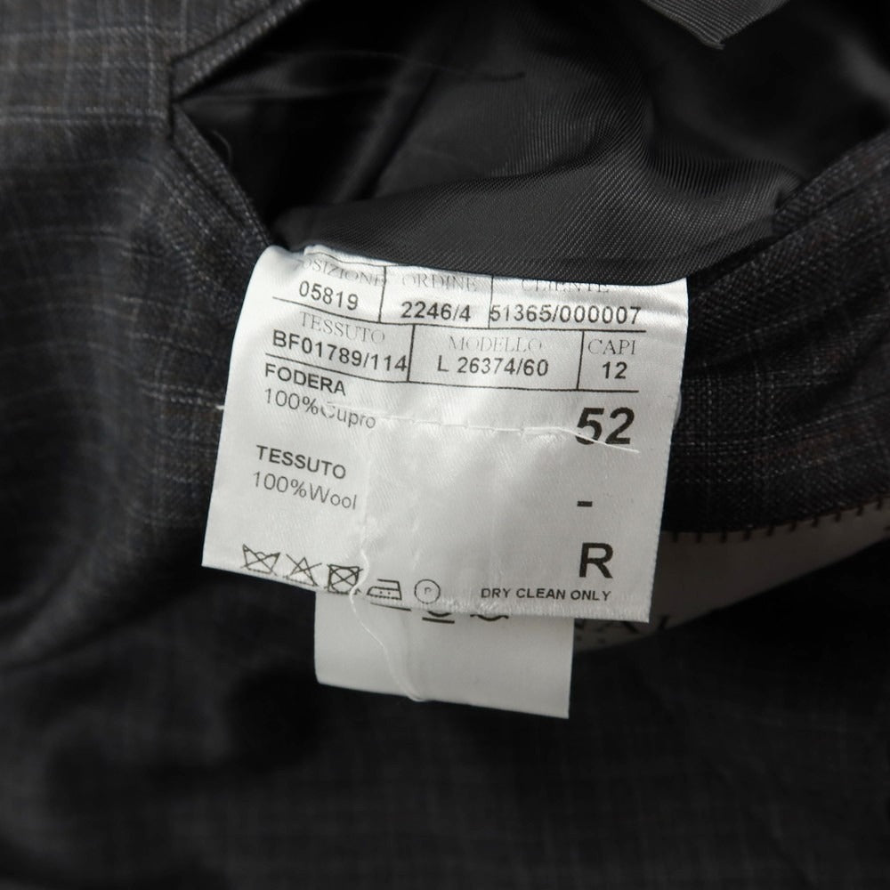 【新品】カナーリ CANALI ウール チェック 3B 3つボタンスーツ グレーxダークブラウン【サイズ52】【 状態ランクN 】【 メンズ 】