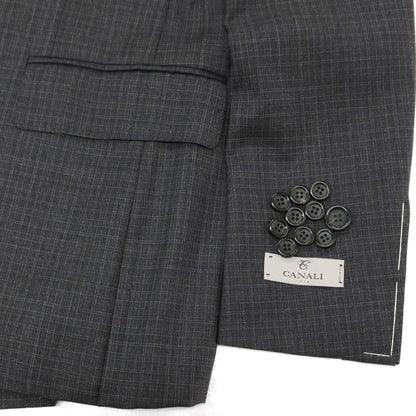 【新品アウトレット】カナーリ CANALI ウール チェック 3B 3つボタンスーツ グレーxダークブラウン【サイズ52】【 状態ランクN- 】【 メンズ 】