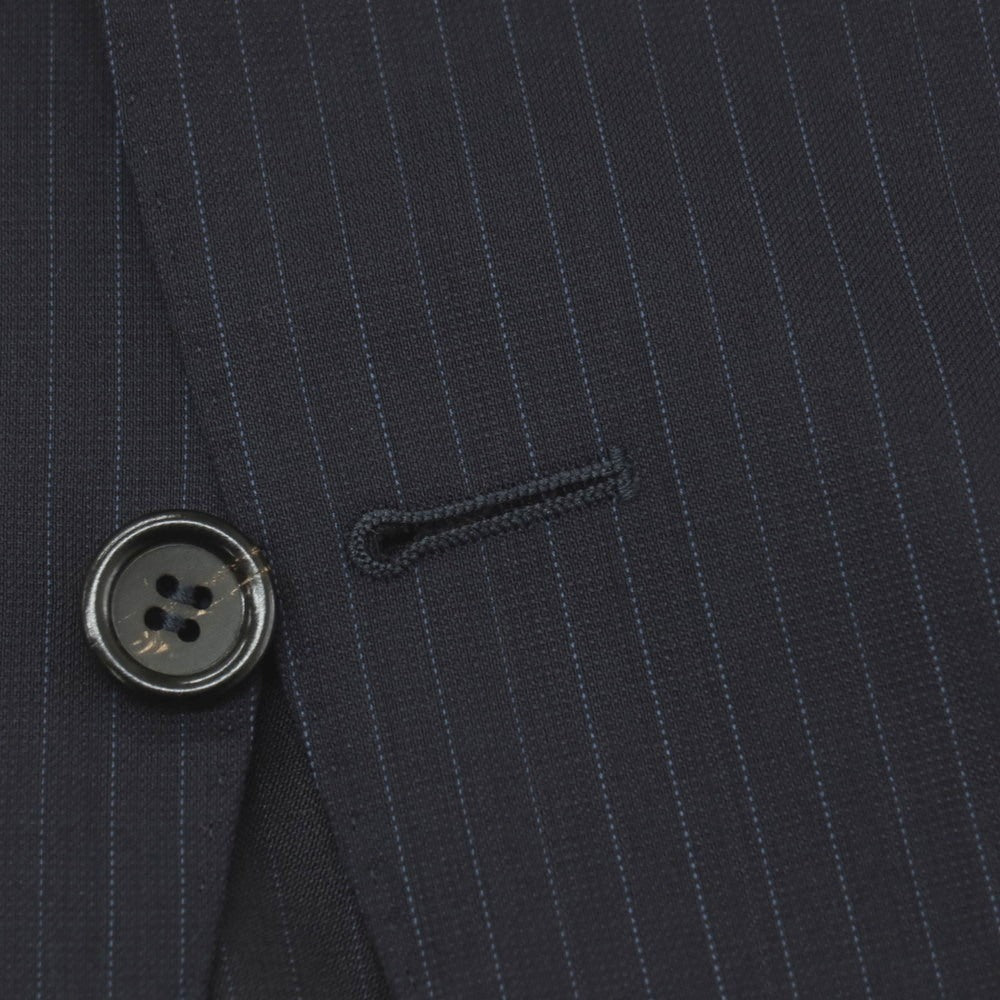 【新品】カナーリ CANALI ウール ピンストライプ 3B 3つボタンスーツ ダークネイビーxネイビーブルー【サイズ44】【 状態ランクN 】【 メンズ 】