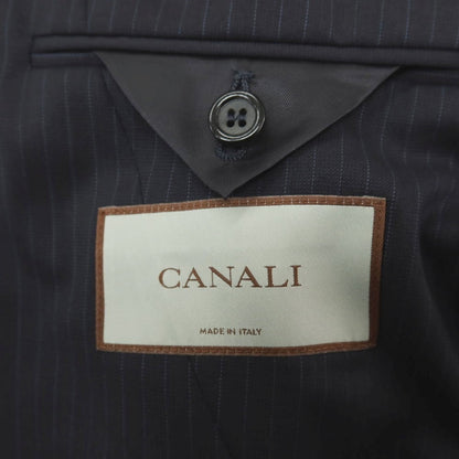 【新品】カナーリ CANALI ウール ピンストライプ 3B 3つボタンスーツ ダークネイビーxネイビーブルー【サイズ44】【 状態ランクN 】【 メンズ 】