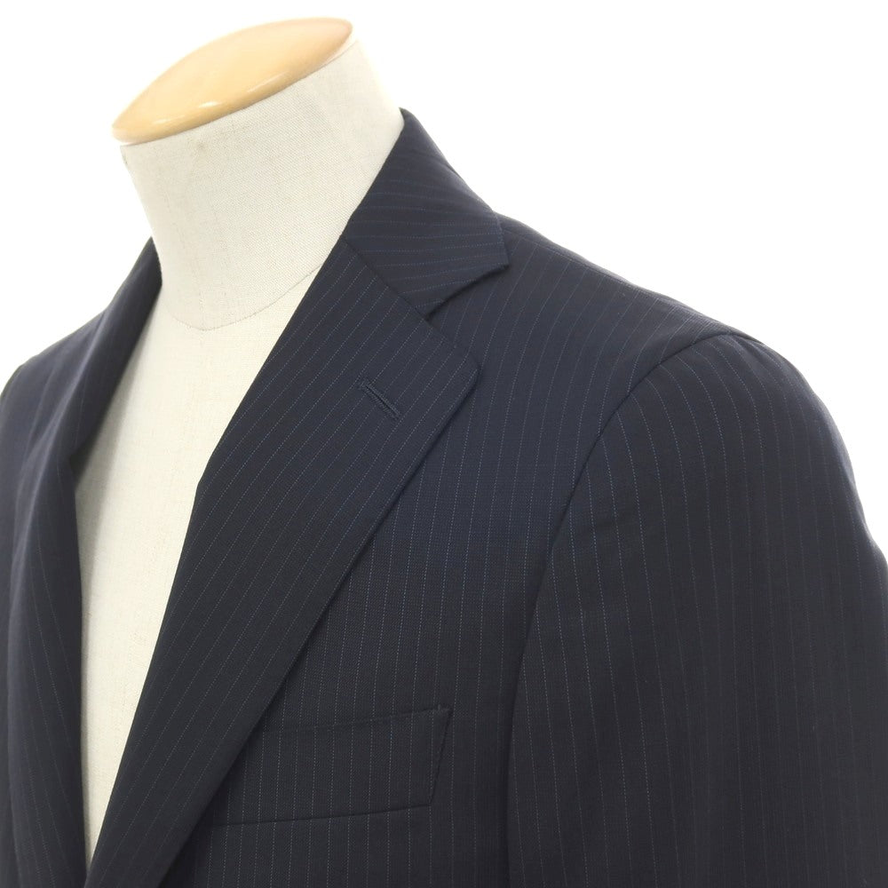 【新品】カナーリ CANALI ウール ピンストライプ 3B 3つボタンスーツ ダークネイビーxネイビーブルー【サイズ44】【 状態ランクN 】【 メンズ 】