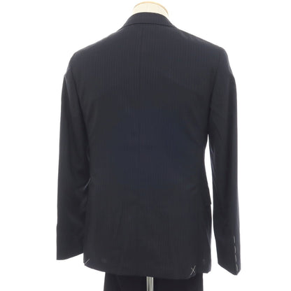 【新品】カナーリ CANALI ウール ピンストライプ 3B 3つボタンスーツ ダークネイビーxネイビーブルー【サイズ44】【 状態ランクN 】【 メンズ 】