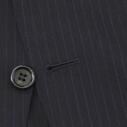 【新品】カナーリ CANALI ウール ピンストライプ 3B 3つボタンスーツ ダークネイビーxネイビーブルー【サイズ44】【 状態ランクN 】【 メンズ 】