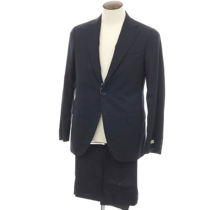 【新品】カナーリ CANALI ウール ピンストライプ 3B 3つボタンスーツ ダークネイビーxネイビーブルー【サイズ50】【 状態ランクN 】【 メンズ 】