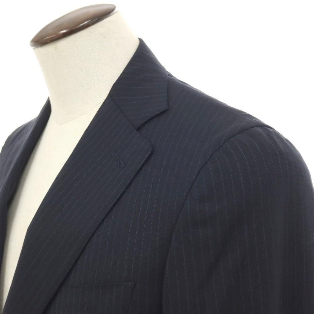 【新品】カナーリ CANALI ウール ピンストライプ 3B 3つボタンスーツ ダークネイビーxネイビーブルー【サイズ50】【 状態ランクN 】【 メンズ 】