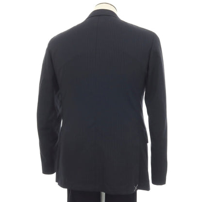 【新品】カナーリ CANALI ウール ピンストライプ 3B 3つボタンスーツ ダークネイビーxネイビーブルー【サイズ50】【 状態ランクN 】【 メンズ 】