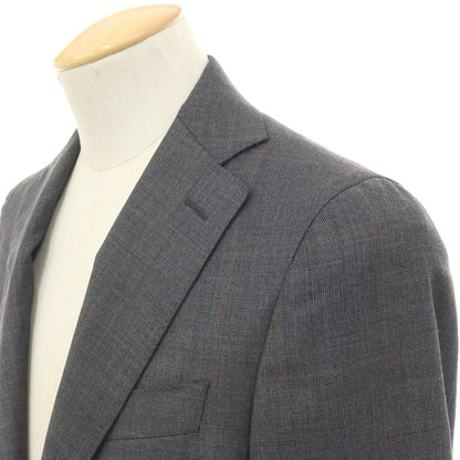 【新品】カナーリ CANALI ウール チェック 3B 3つボタンスーツ グレーxブラウン【サイズ44】【 状態ランクN 】【 メンズ 】