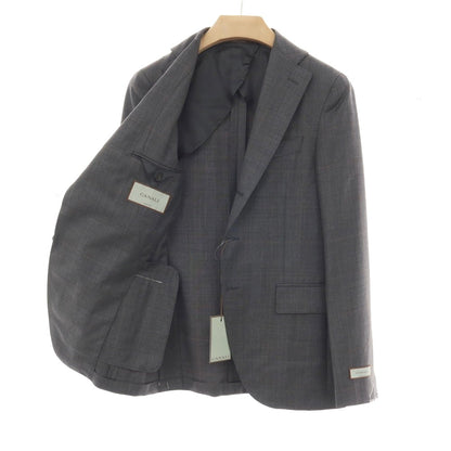 【新品】カナーリ CANALI ウール チェック 3B 3つボタンスーツ グレーxブラウン【サイズ44】【 状態ランクN 】【 メンズ 】