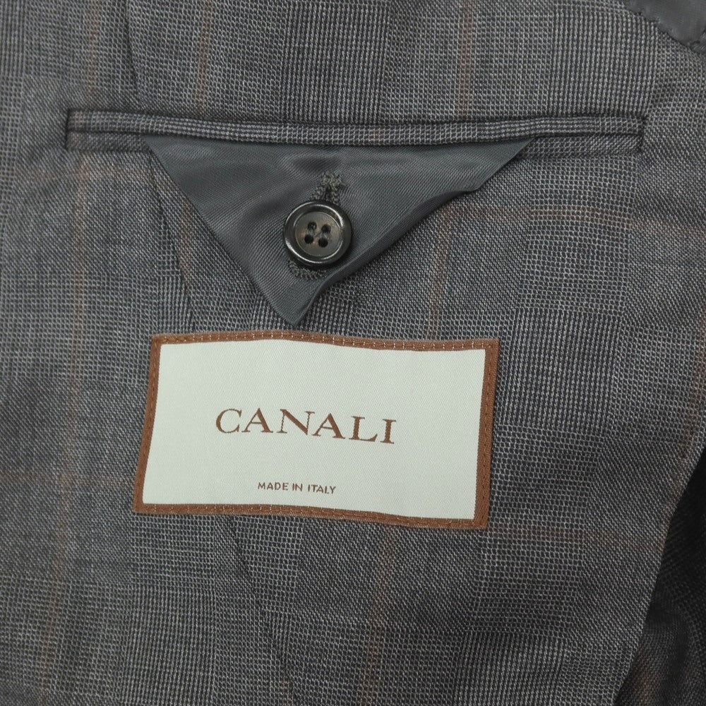 【新品】カナーリ CANALI ウール チェック 3B 3つボタンスーツ グレーxブラウン【サイズ44】【 状態ランクN 】【 メンズ 】