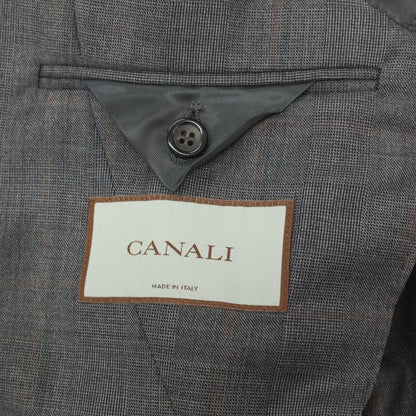 【新品】カナーリ CANALI ウール チェック 3B 3つボタンスーツ グレーxブラウン【サイズ44】【 状態ランクN 】【 メンズ 】