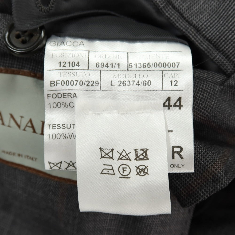 【新品】カナーリ CANALI ウール チェック 3B 3つボタンスーツ グレーxブラウン【サイズ44】【 状態ランクN 】【 メンズ 】