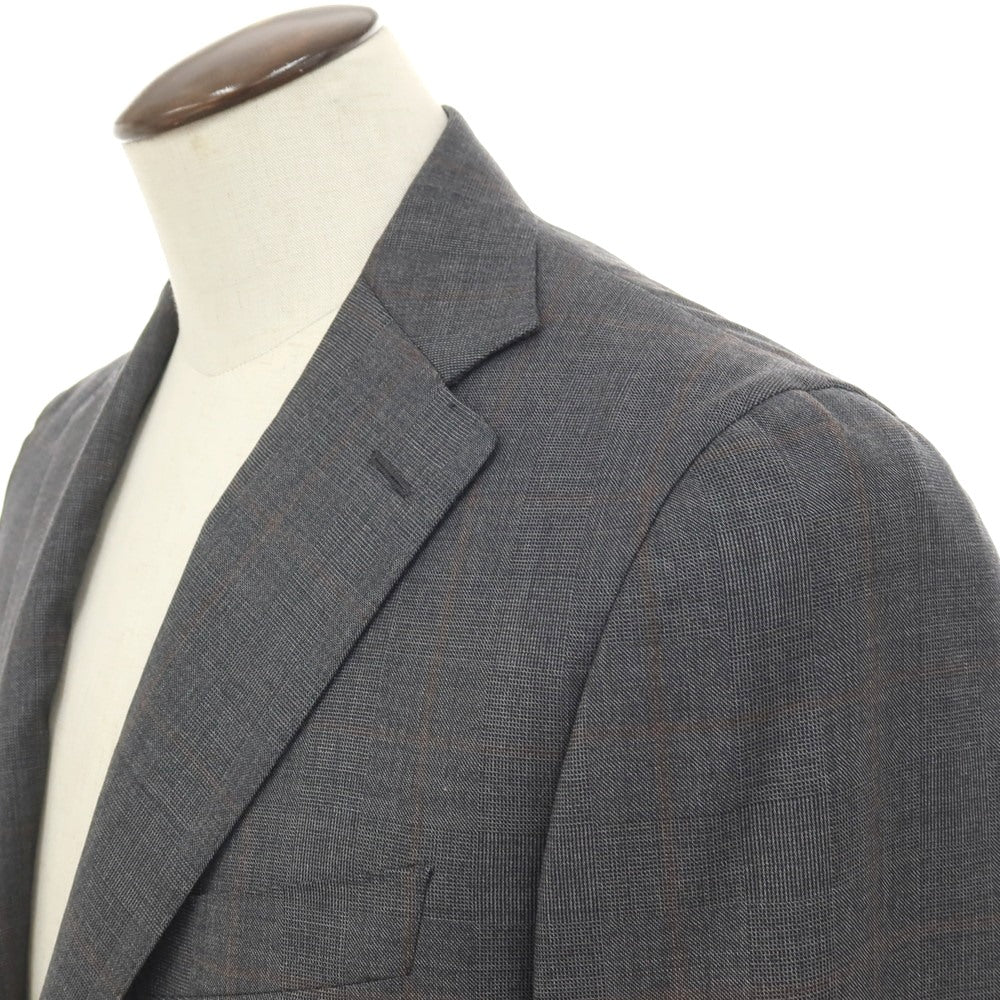 【新品】カナーリ CANALI ウール チェック 3B 3つボタンスーツ グレーxブラウン【サイズ52】【 状態ランクN 】【 メンズ 】