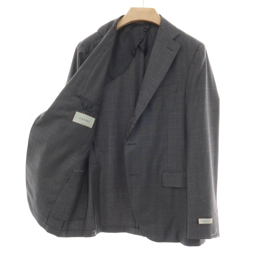【新品】カナーリ CANALI ウール チェック 3B 3つボタンスーツ グレーxブラウン【サイズ52】【 状態ランクN 】【 メンズ 】