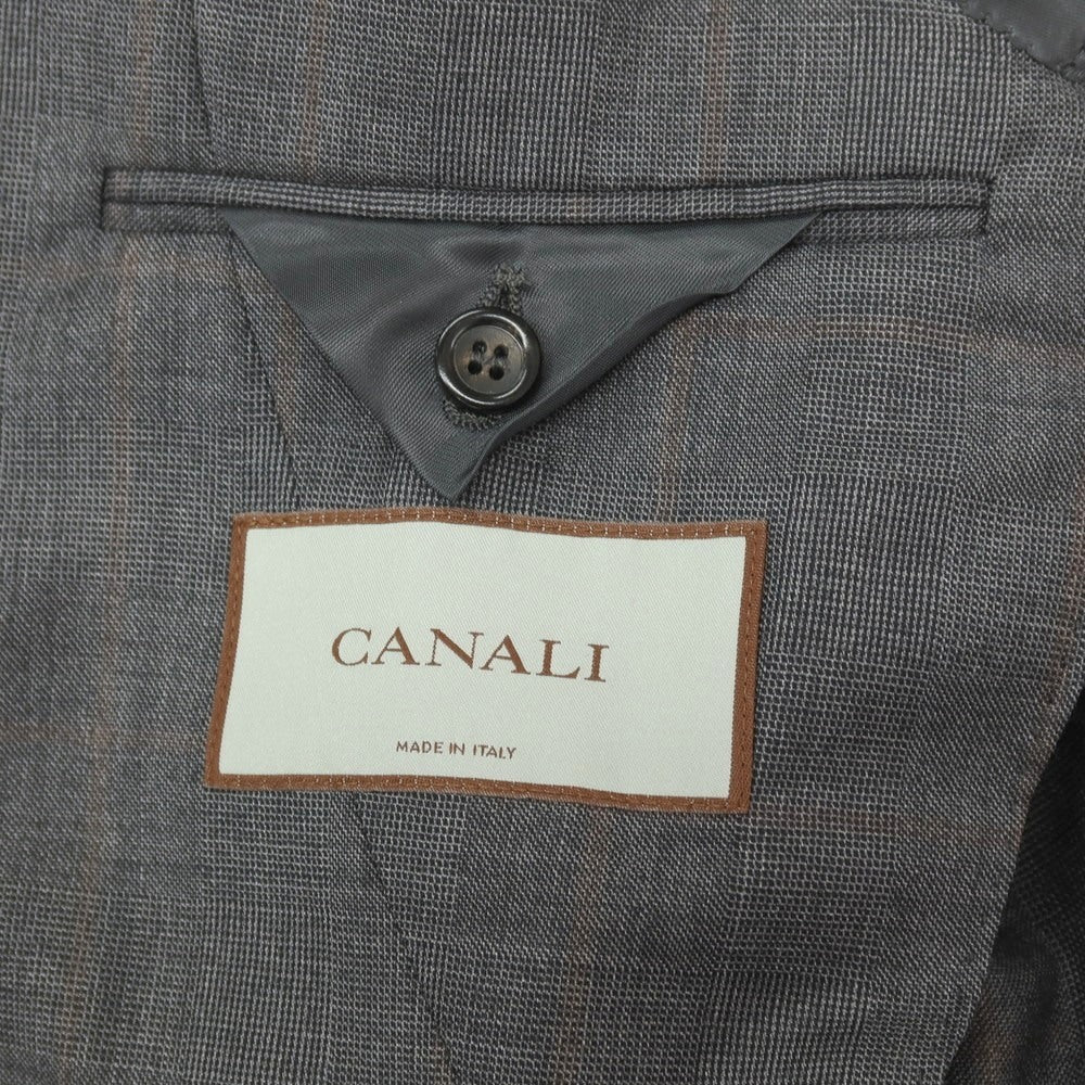 【新品】カナーリ CANALI ウール チェック 3B 3つボタンスーツ グレーxブラウン【サイズ52】【 状態ランクN 】【 メンズ 】