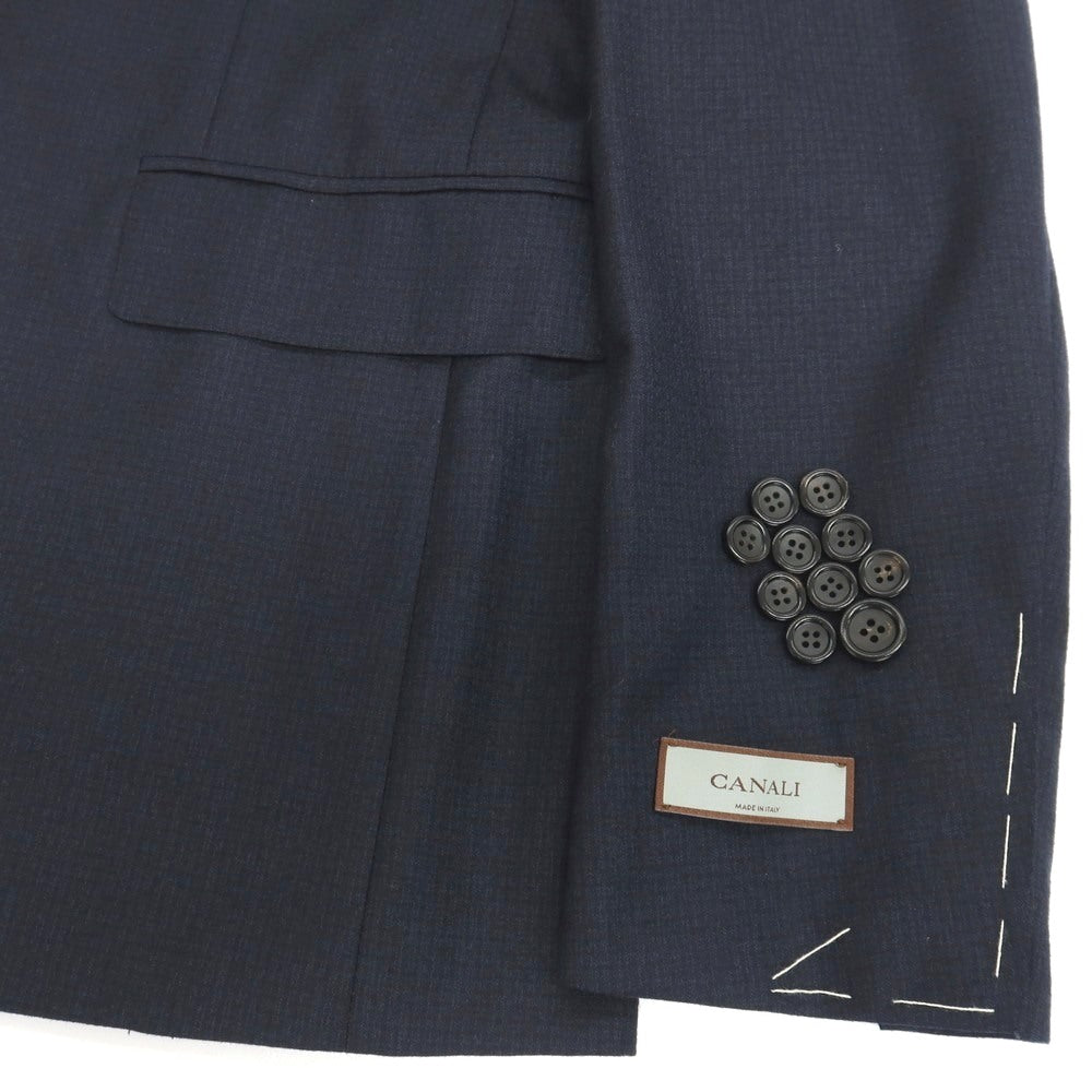 【新品】カナーリ CANALI CAre ウール チェック 3つボタンスーツ ネイビー【サイズ50】【 状態ランクN 】【 メンズ 】