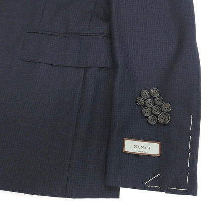 【新品】カナーリ CANALI CAre ウール チェック 3つボタンスーツ ネイビー【サイズ50】【 状態ランクN 】【 メンズ 】