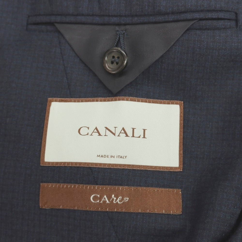 【新品】カナーリ CANALI CAre ウール チェック 3つボタンスーツ ネイビー【サイズ50】【 状態ランクN 】【 メンズ 】