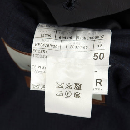 【新品】カナーリ CANALI CAre ウール チェック 3つボタンスーツ ネイビー【サイズ50】【 状態ランクN 】【 メンズ 】
