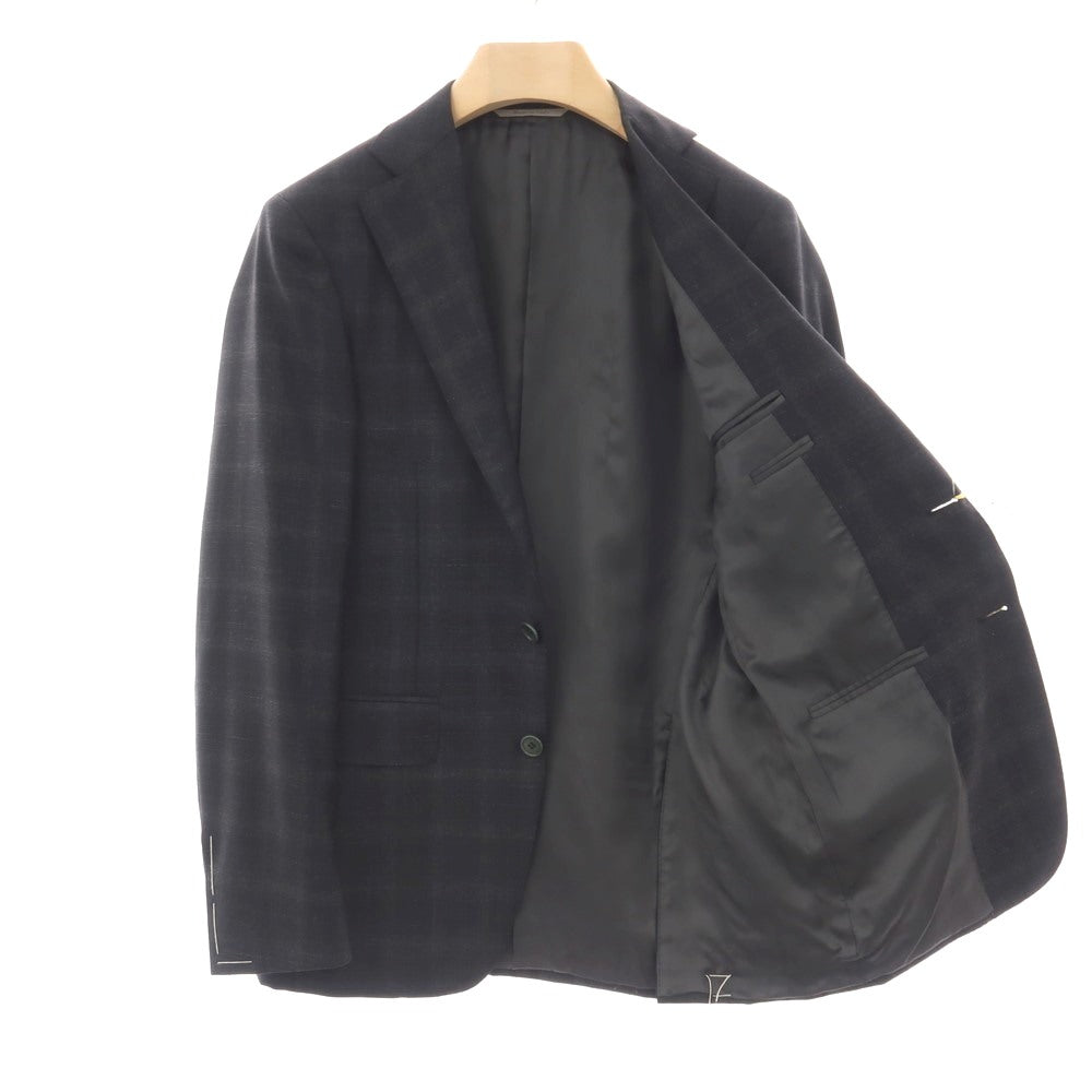 【新品】カナーリ CANALI ウール チェック 2つボタンスーツ グレーブラック【サイズ44】【 状態ランクN 】【 メンズ 】