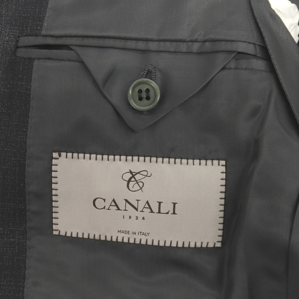 【新品】カナーリ CANALI ウール チェック 2つボタンスーツ グレーブラック【サイズ44】【 状態ランクN 】【 メンズ 】