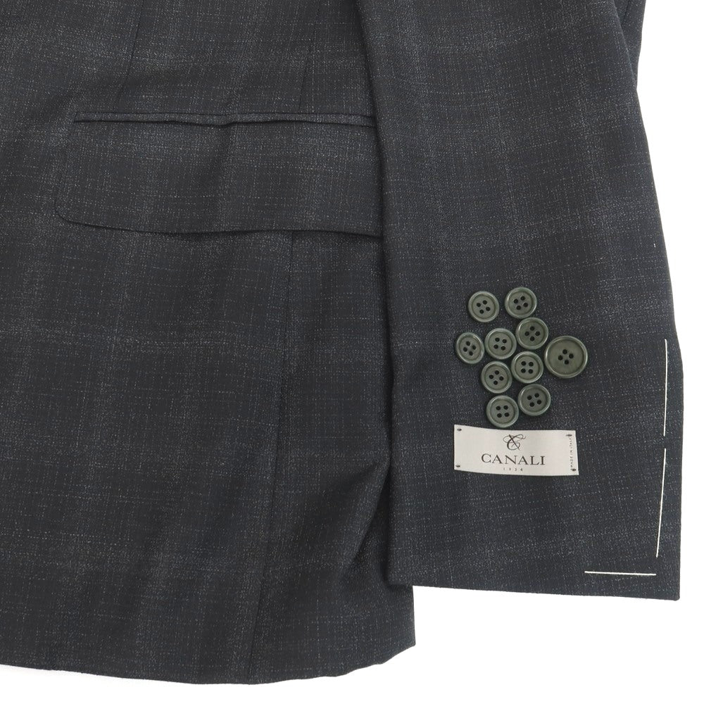 【新品】カナーリ CANALI ウール チェック 2つボタンスーツ グレーブラック【サイズ52】【 状態ランクN 】【 メンズ 】