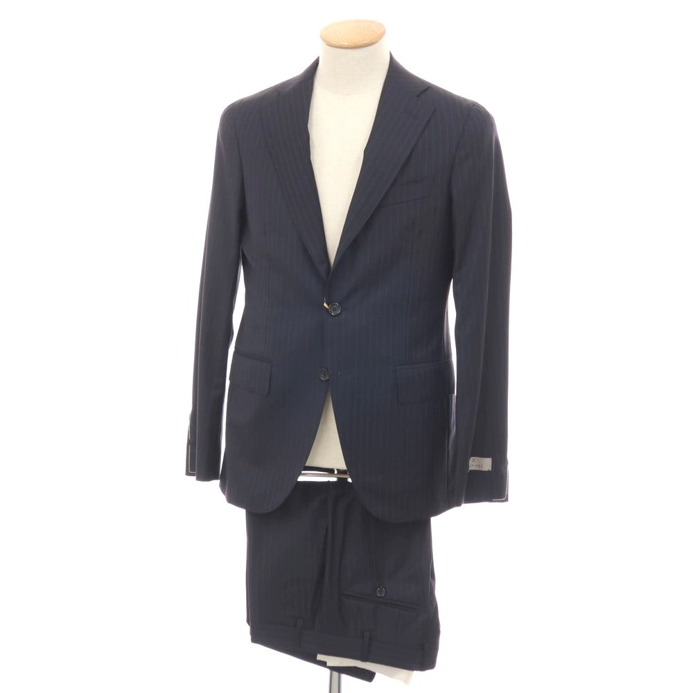 【新品】カナーリ CANALI ウール ピンストライプ 3つボタンスーツ ネイビーxブルー【サイズ44】【 状態ランクN 】【 メンズ 】