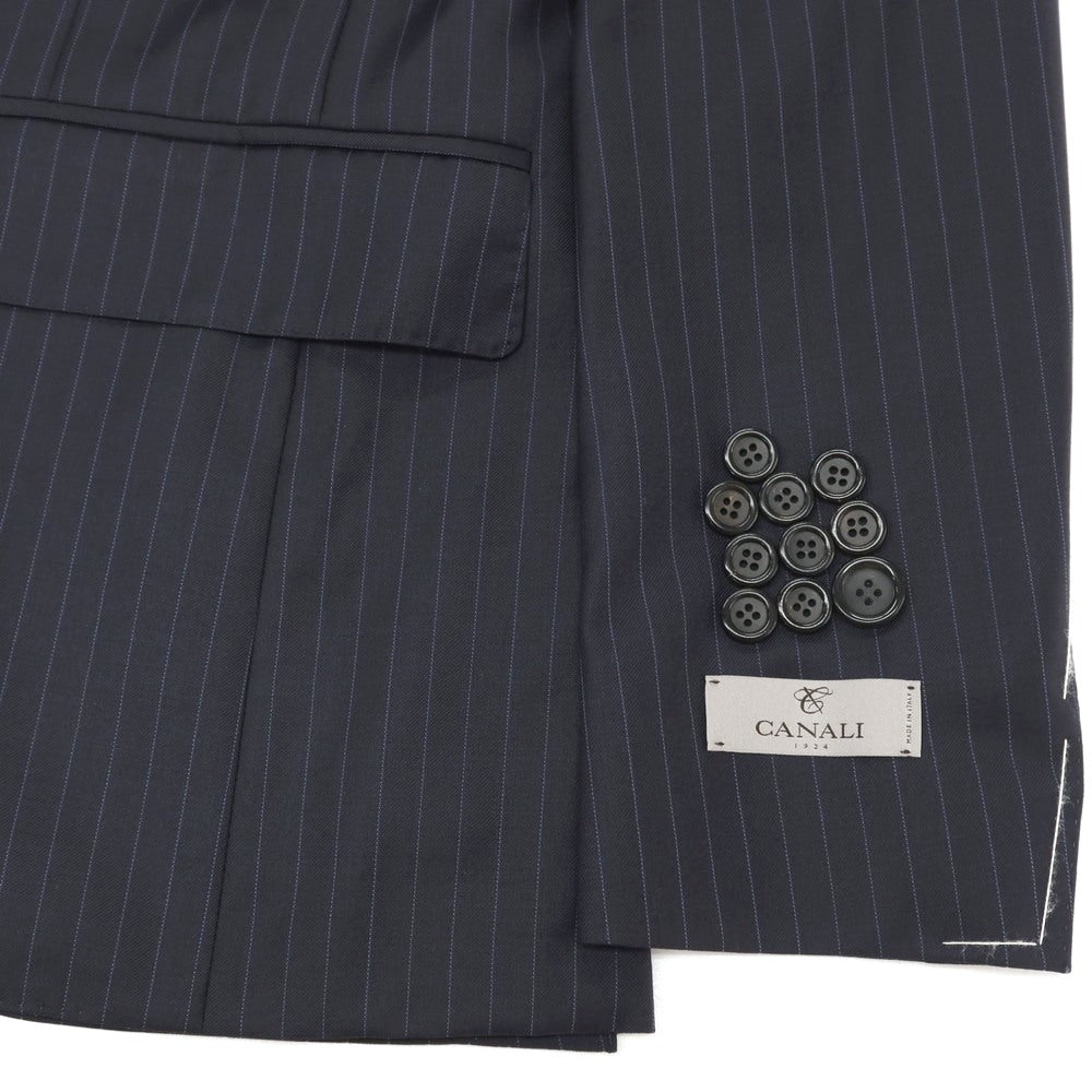 【新品】カナーリ CANALI ウール ピンストライプ 3つボタンスーツ ネイビーxブルー【サイズ44】【 状態ランクN 】【 メンズ 】