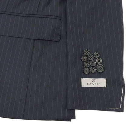 【新品】カナーリ CANALI ウール ピンストライプ 3つボタンスーツ ネイビーxブルー【サイズ44】【 状態ランクN 】【 メンズ 】