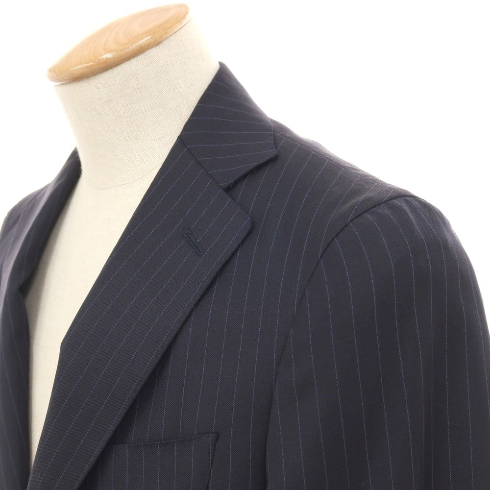 【新品】カナーリ CANALI ウール ピンストライプ 3つボタンスーツ ネイビーxブルー【サイズ44】【 状態ランクN 】【 メンズ 】