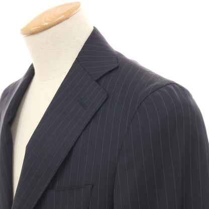 【新品】カナーリ CANALI ウール ピンストライプ 3つボタンスーツ ネイビーxブルー【サイズ44】【 状態ランクN 】【 メンズ 】