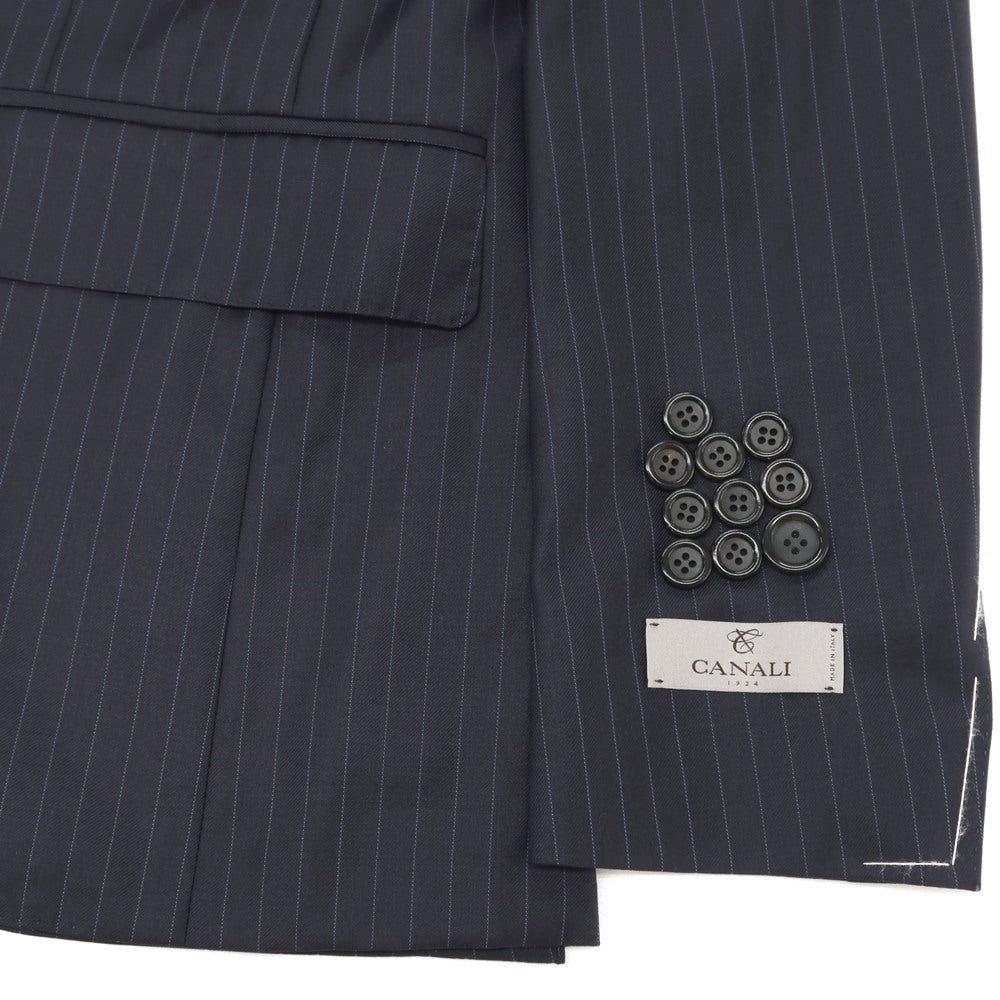 【新品】カナーリ CANALI ウール ピンストライプ 3つボタンスーツ ネイビーxブルー【サイズ44】【 状態ランクN 】【 メンズ 】