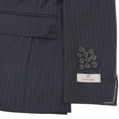 【新品】カナーリ CANALI ウール ピンストライプ 3つボタンスーツ ネイビーxブルー【サイズ44】【 状態ランクN 】【 メンズ 】