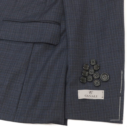 【中古】カナーリ CANALI ウール チェック 3つボタンスーツ ネイビーxブラウン【サイズ44】【 状態ランクA 】【 メンズ 】
