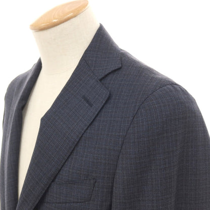 【中古】カナーリ CANALI ウール チェック 3つボタンスーツ ネイビーxブラウン【サイズ44】【 状態ランクA 】【 メンズ 】