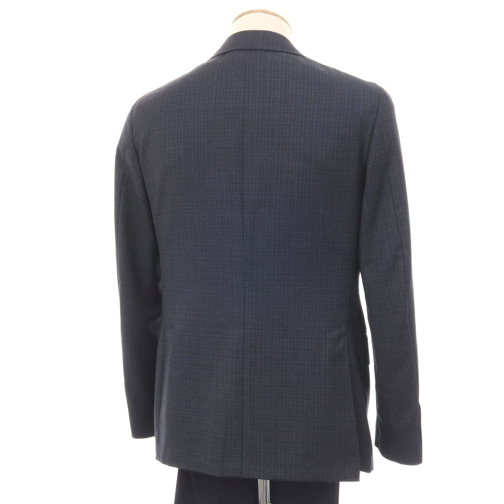 【中古】カナーリ CANALI ウール チェック 3つボタンスーツ ネイビーxブラウン【サイズ44】【 状態ランクA 】【 メンズ 】
