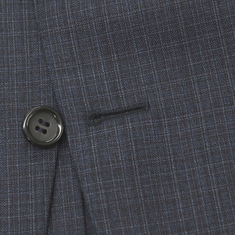 【中古】カナーリ CANALI ウール チェック 3つボタンスーツ ネイビーxブラウン【サイズ44】【 状態ランクA 】【 メンズ 】