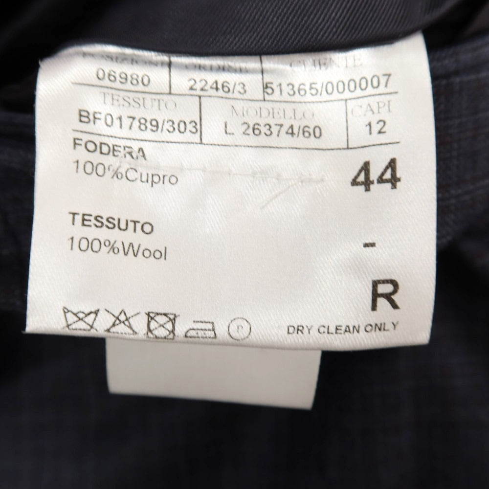 【中古】カナーリ CANALI ウール チェック 3つボタンスーツ ネイビーxブラウン【サイズ44】【 状態ランクA 】【 メンズ 】