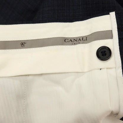 【中古】カナーリ CANALI ウール チェック 3つボタンスーツ ネイビーxブラウン【サイズ44】【 状態ランクA 】【 メンズ 】