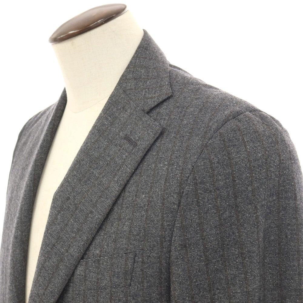 【新品】カナーリ CANALI ウール ストライプ 3つボタンスーツ グレーxブラウン【サイズ50】【 状態ランクN 】【 メンズ 】