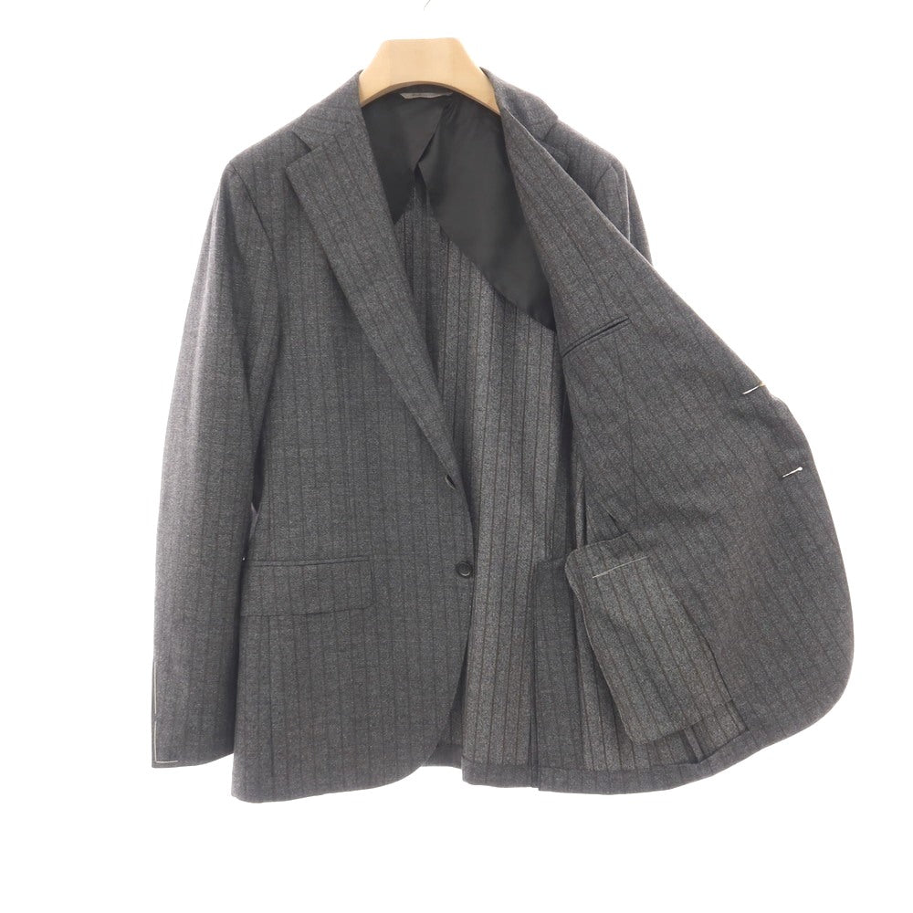 【新品】カナーリ CANALI ウール ストライプ 3つボタンスーツ グレーxブラウン【サイズ50】【 状態ランクN 】【 メンズ 】