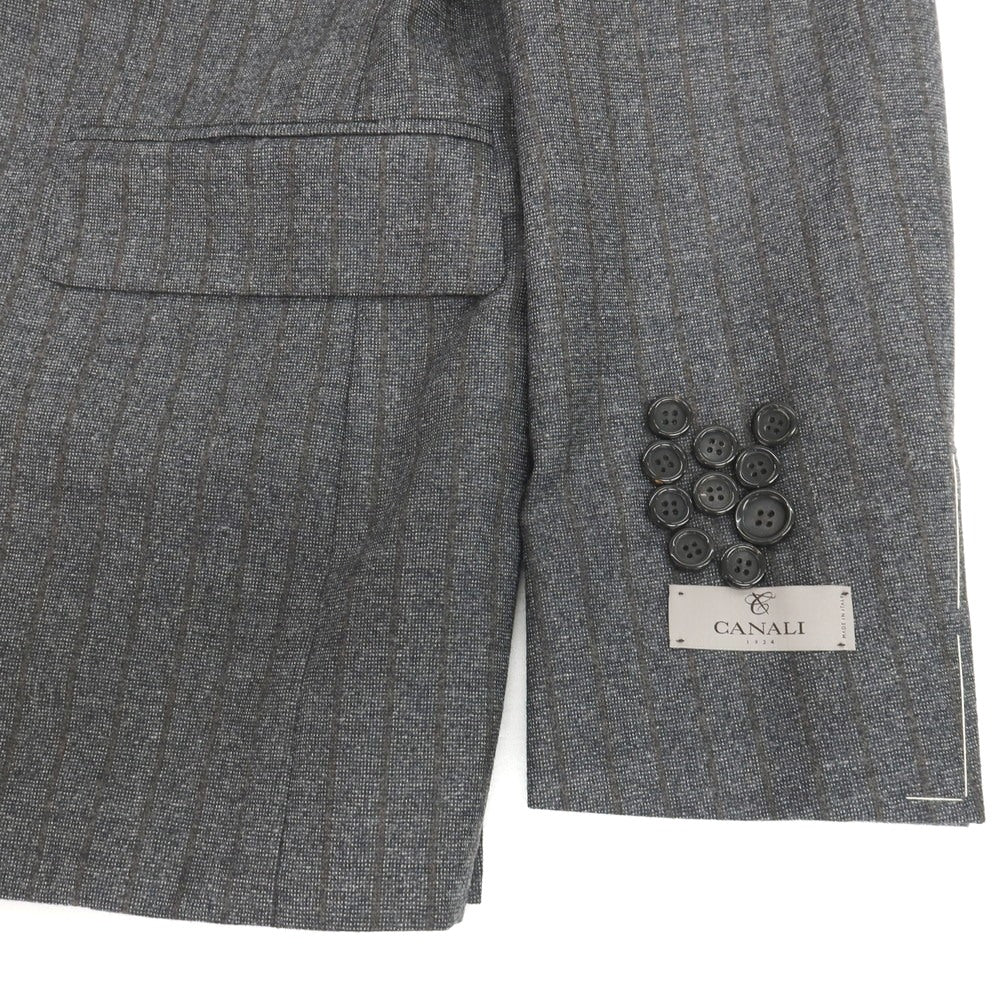 【新品】カナーリ CANALI ウール ストライプ 3つボタンスーツ グレーxブラウン【サイズ50】【 状態ランクN 】【 メンズ 】