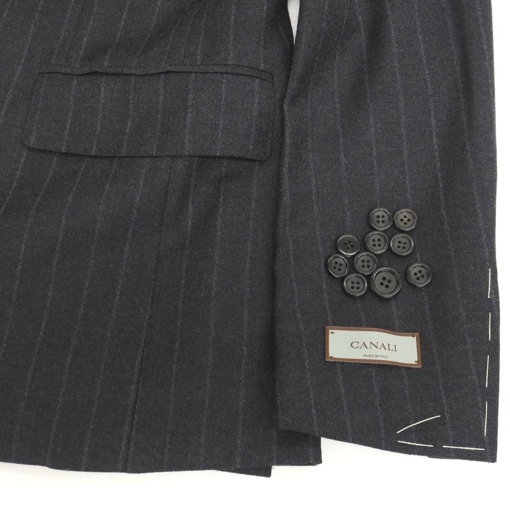 【新品】カナーリ CANALI ウールポリウレタン ストライプ 3つボタンスーツ グレーxライトグレー【サイズ44】【 状態ランクN 】【 メンズ 】