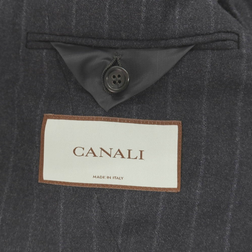 【新品】カナーリ CANALI ウールポリウレタン ストライプ 3つボタンスーツ グレーxライトグレー【サイズ44】【 状態ランクN 】【 メンズ 】