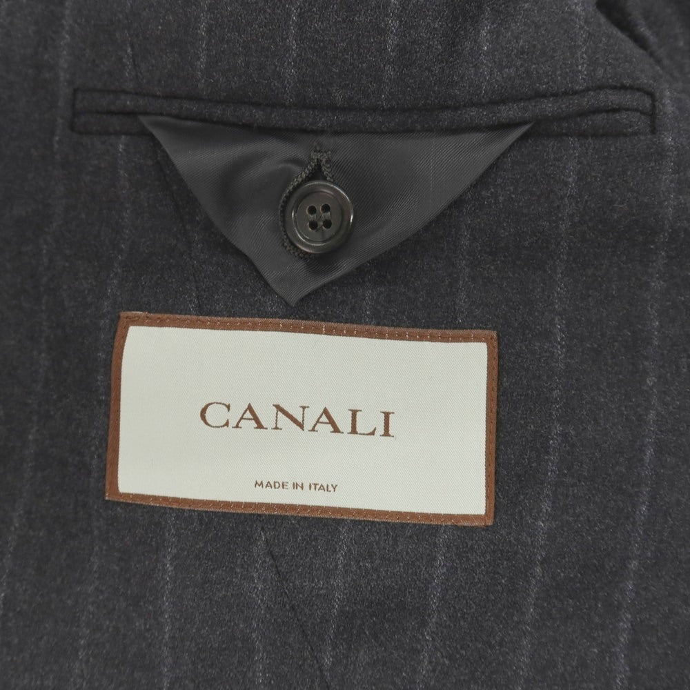 【新品】カナーリ CANALI ウールポリウレタン ストライプ 3つボタンスーツ グレーxライトグレー【サイズ48】【 状態ランクN 】【 メンズ 】