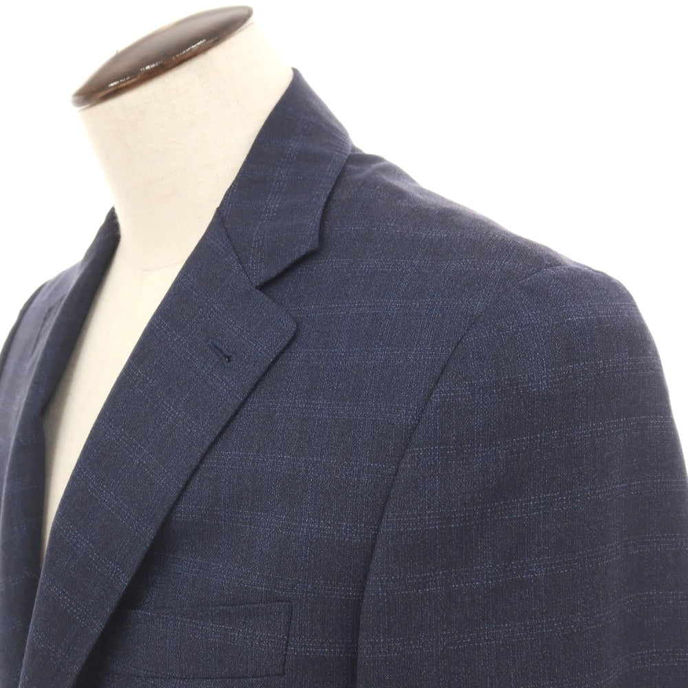 【新品】カナーリ CANALI Kei ウール チェック 2つボタンスーツ ネイビーxブルー【サイズ50】【 状態ランクN 】【 メンズ 】