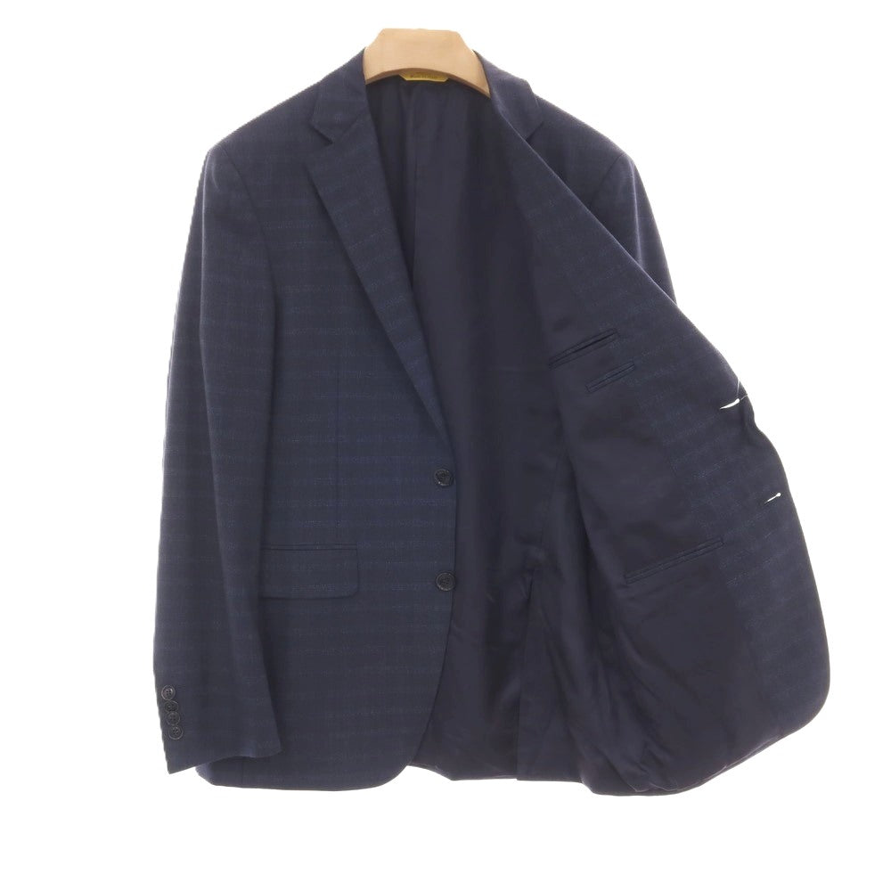 【新品】カナーリ CANALI Kei ウール チェック 2つボタンスーツ ネイビーxブルー【サイズ50】【 状態ランクN 】【 メンズ 】