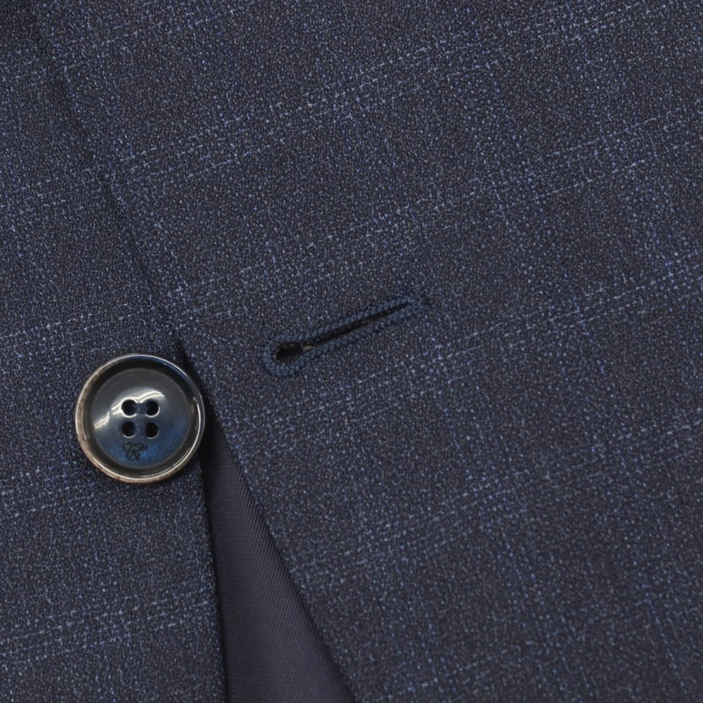 【新品】カナーリ CANALI Kei ウール チェック 2つボタンスーツ ネイビーxブルー【サイズ50】【 状態ランクN 】【 メンズ 】