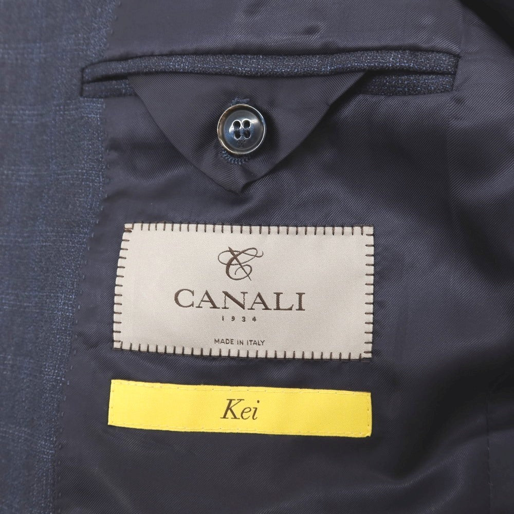 【新品】カナーリ CANALI Kei ウール チェック 2つボタンスーツ ネイビーxブルー【サイズ50】【 状態ランクN 】【 メンズ 】